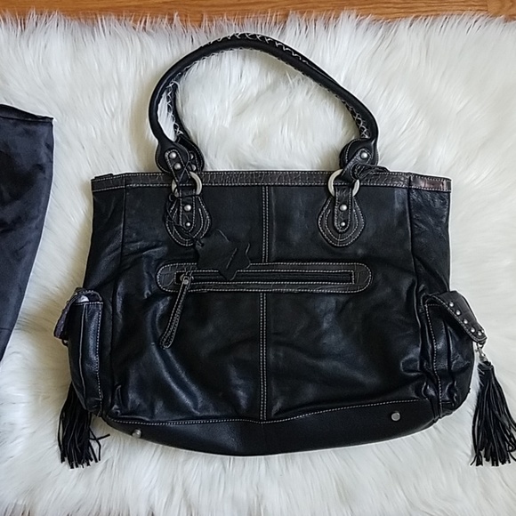 Charlie Lapson Lather Tote Black - Picture 2 of 5